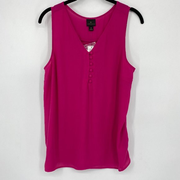 Worthington Tops - Worthington Pink Sleeveless Blouse Button Neck